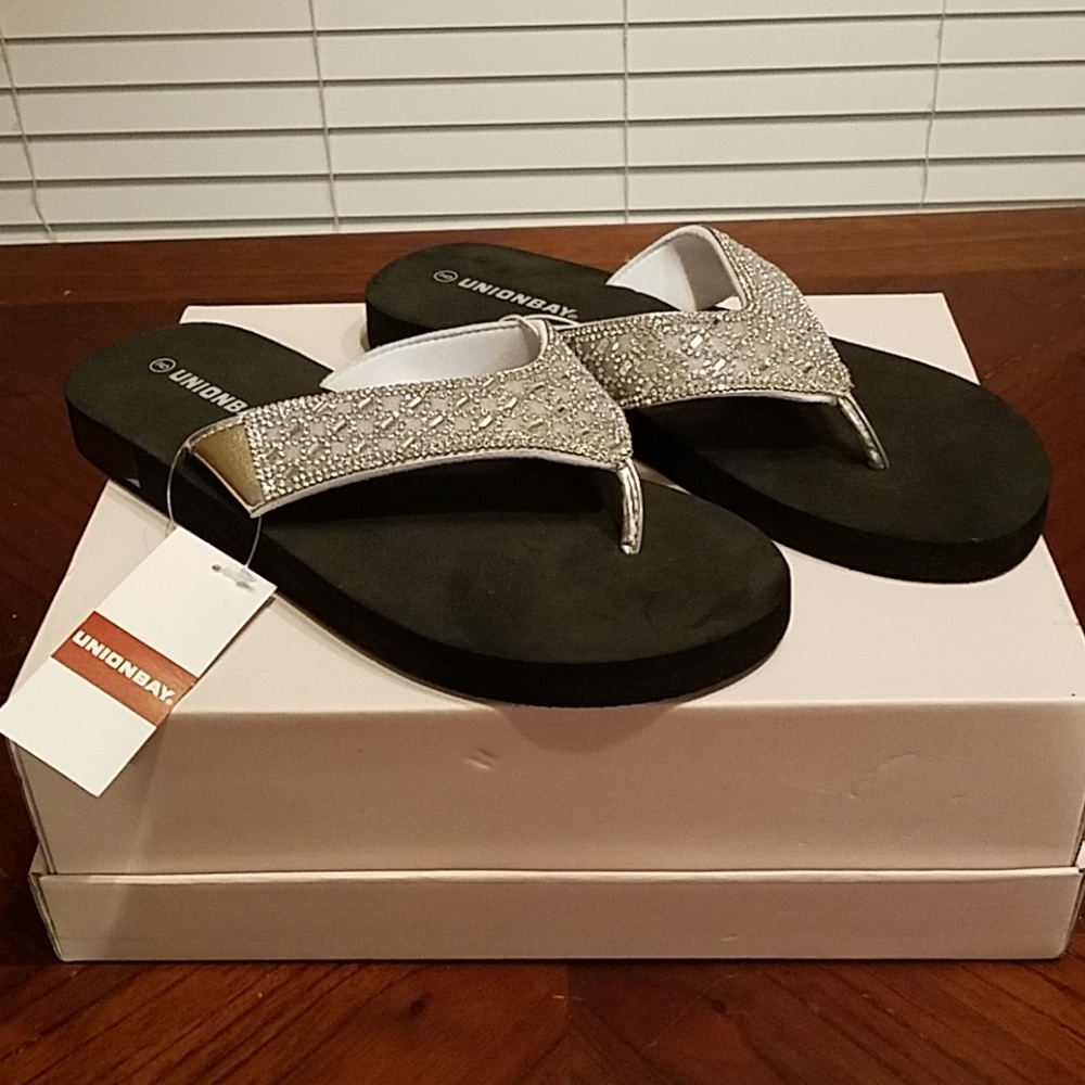 Silver bling flip flops